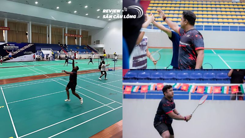 Sân cầu lông nhà thi đấu Bắc Từ Liêm có khán đài rộng rãi