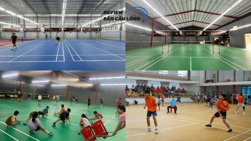 Sân cầu lông Quy Nhơn NAMBE với mặt sàn hiện đại, ánh sáng LED