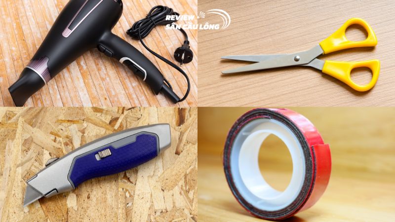 Chuẩn bị dụng cụ cần thiết để thay cán vợt cầu lông
